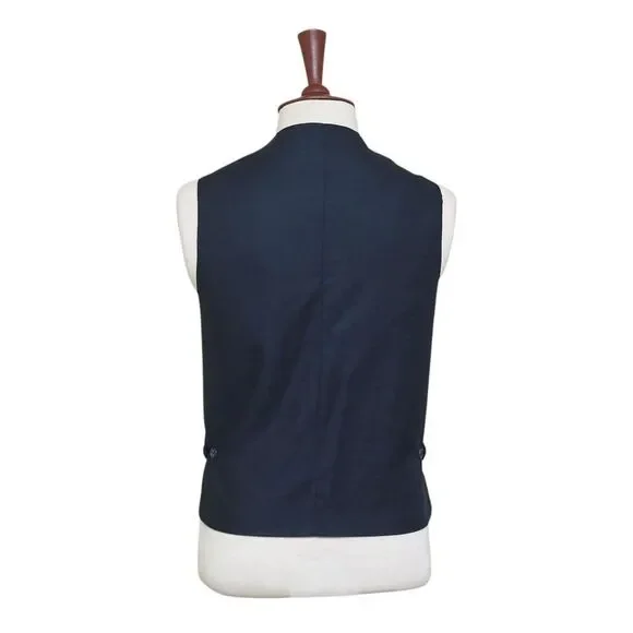 Mens 46R Red Blue Orange Wool Plaid Waistcoat Vest Formal Wedding Preppy Casual